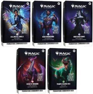 Magic The Gathering – Foundations | Commander Decks – Box com os 5 Decks